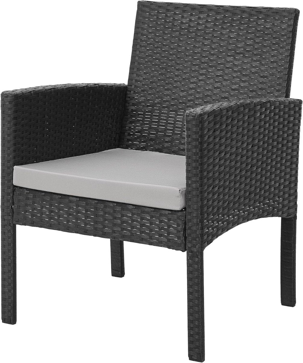 4 Seat Rattan Garden Dining Set Sofa Chairs Glass Table Patio Conservatory - Kwikley