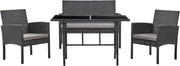 4 Seat Rattan Garden Dining Set Sofa Chairs Glass Table Patio Conservatory - Kwikley