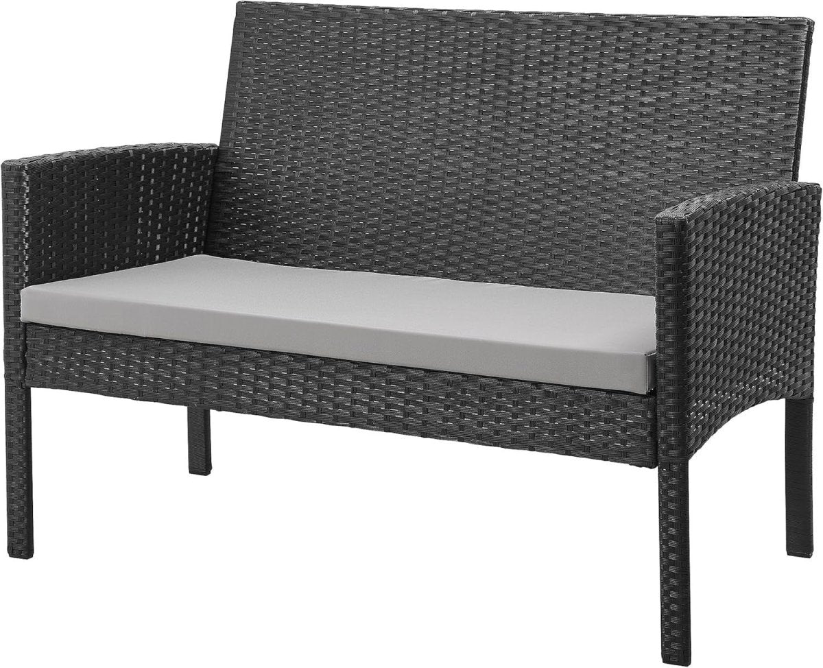 4 Seat Rattan Garden Dining Set Sofa Chairs Glass Table Patio Conservatory - Kwikley