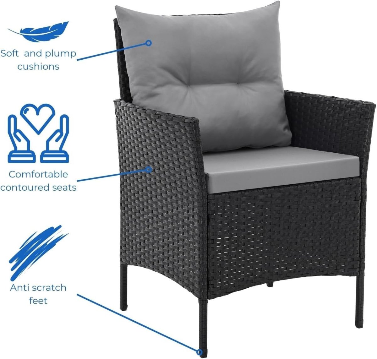 4 Seat Rattan Garden Dining Set Sofa Chairs Glass Table Patio Conservatory - Kwikley