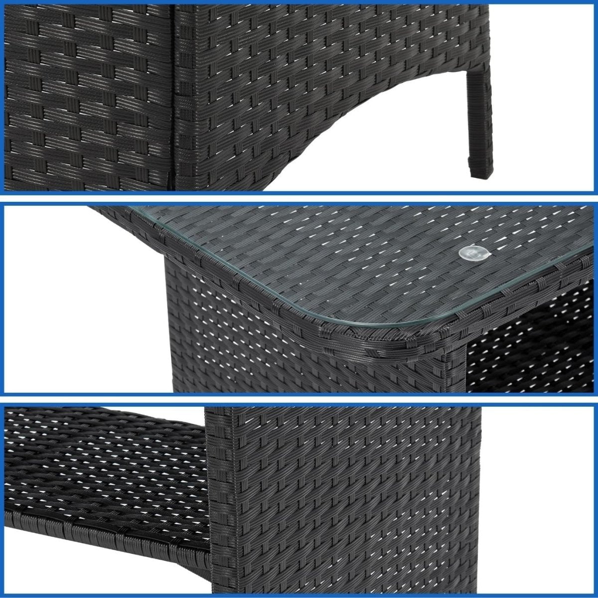 4 Seat Rattan Garden Dining Set Sofa Chairs Glass Table Patio Conservatory - Kwikley