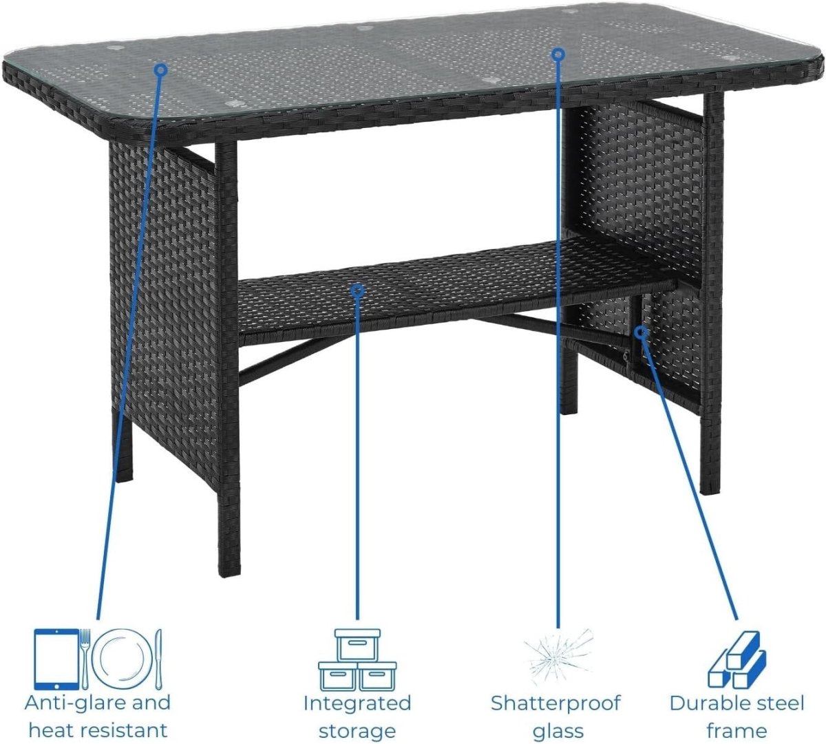 4 Seat Rattan Garden Dining Set Sofa Chairs Glass Table Patio Conservatory - Kwikley
