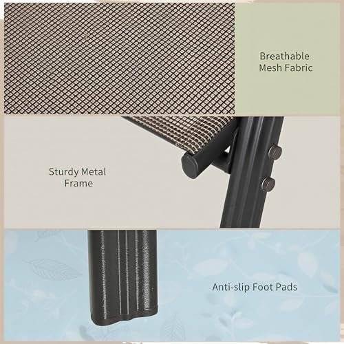 4 Stackable Garden Dining Chairs Mesh Fabric Outdoor Patio Chairs Grey - Kwikley