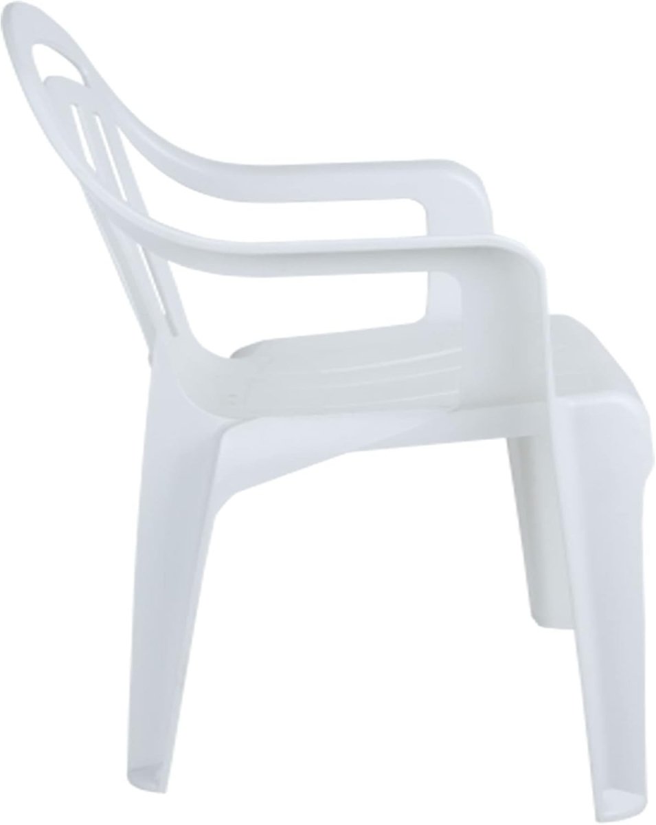 4 Stackable Plastic Garden Chairs Outdoor Patio Party Picnic White - Kwikley
