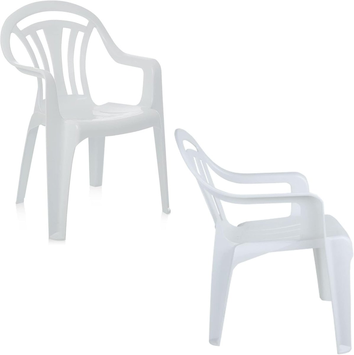 4 Stackable Plastic Garden Chairs Outdoor Patio Party Picnic White - Kwikley
