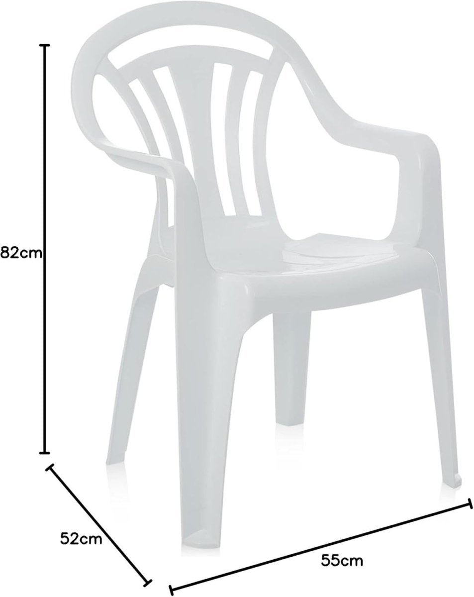 4 Stackable Plastic Garden Chairs Outdoor Patio Party Picnic White - Kwikley
