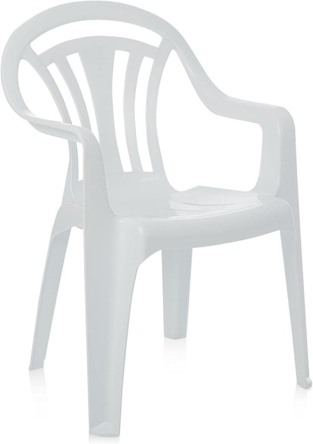 4 Stackable Plastic Garden Chairs Outdoor Patio Party Picnic White