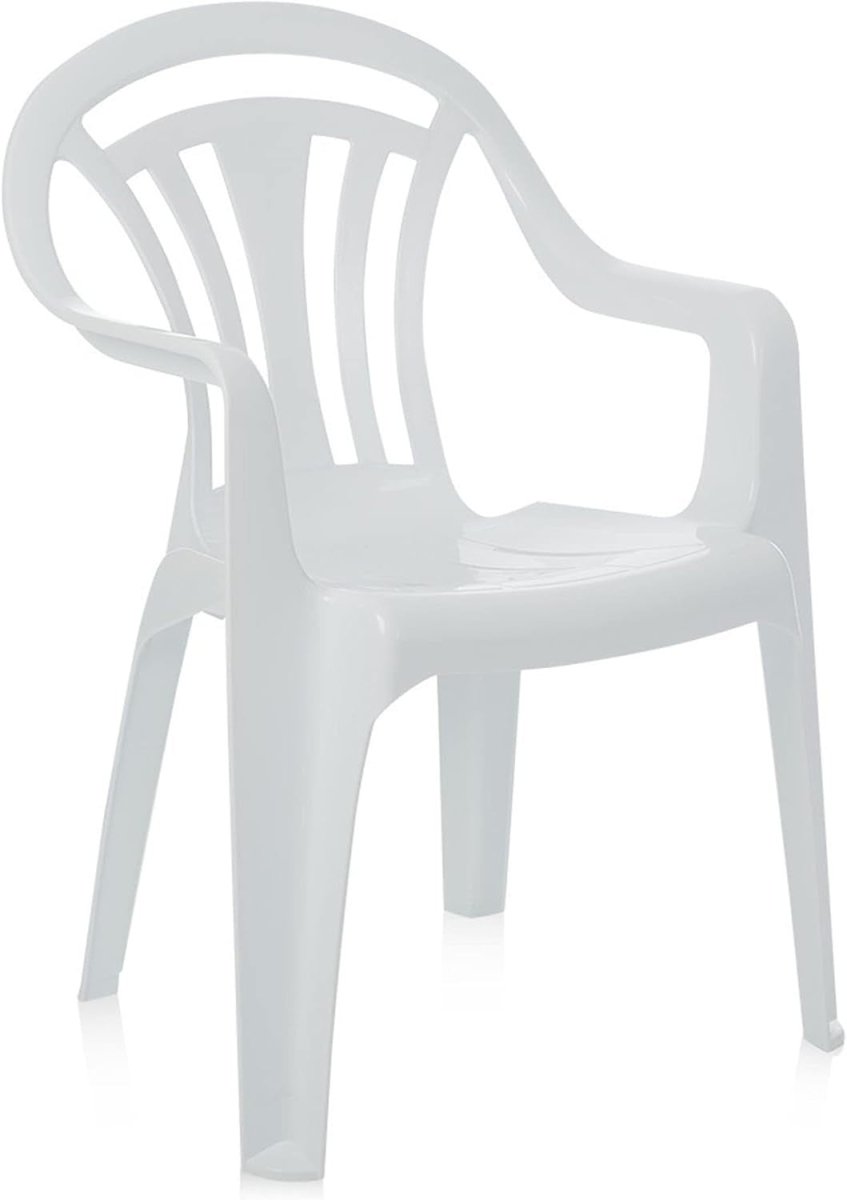 4 Stackable Plastic Garden Chairs Outdoor Patio Party Picnic White - Kwikley