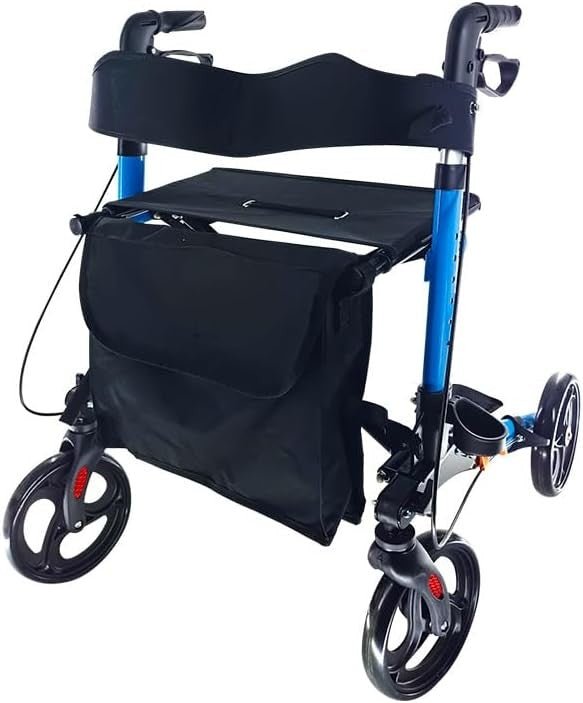 4 Wheel Rollator Walker with Seat Folding Lightweight Adjustable Brakes - Kwikley