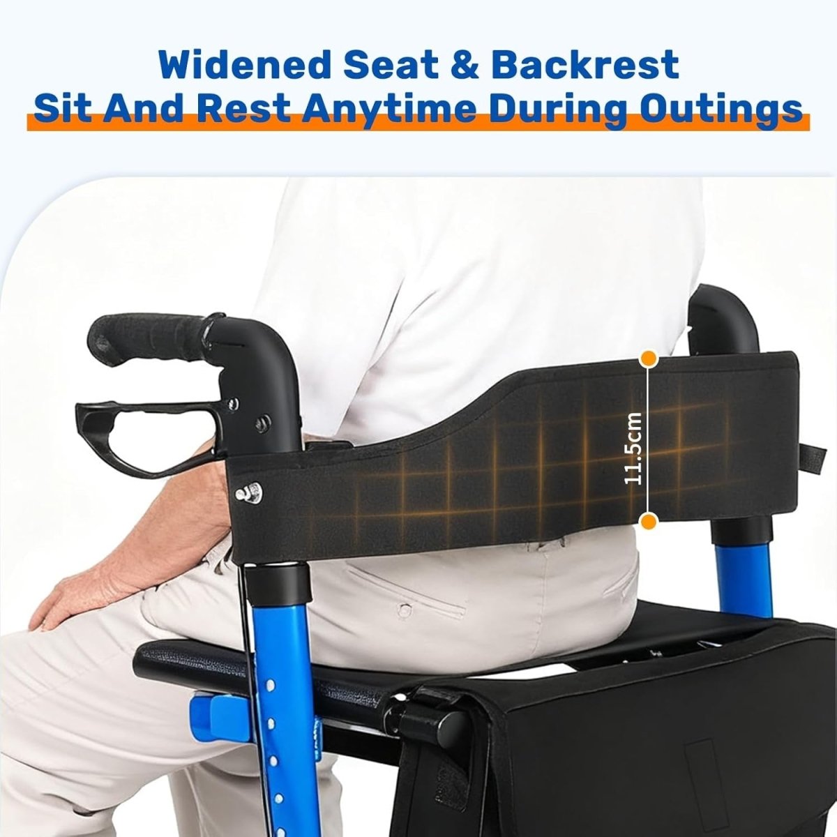 4 Wheel Rollator Walker with Seat Folding Lightweight Adjustable Brakes - Kwikley