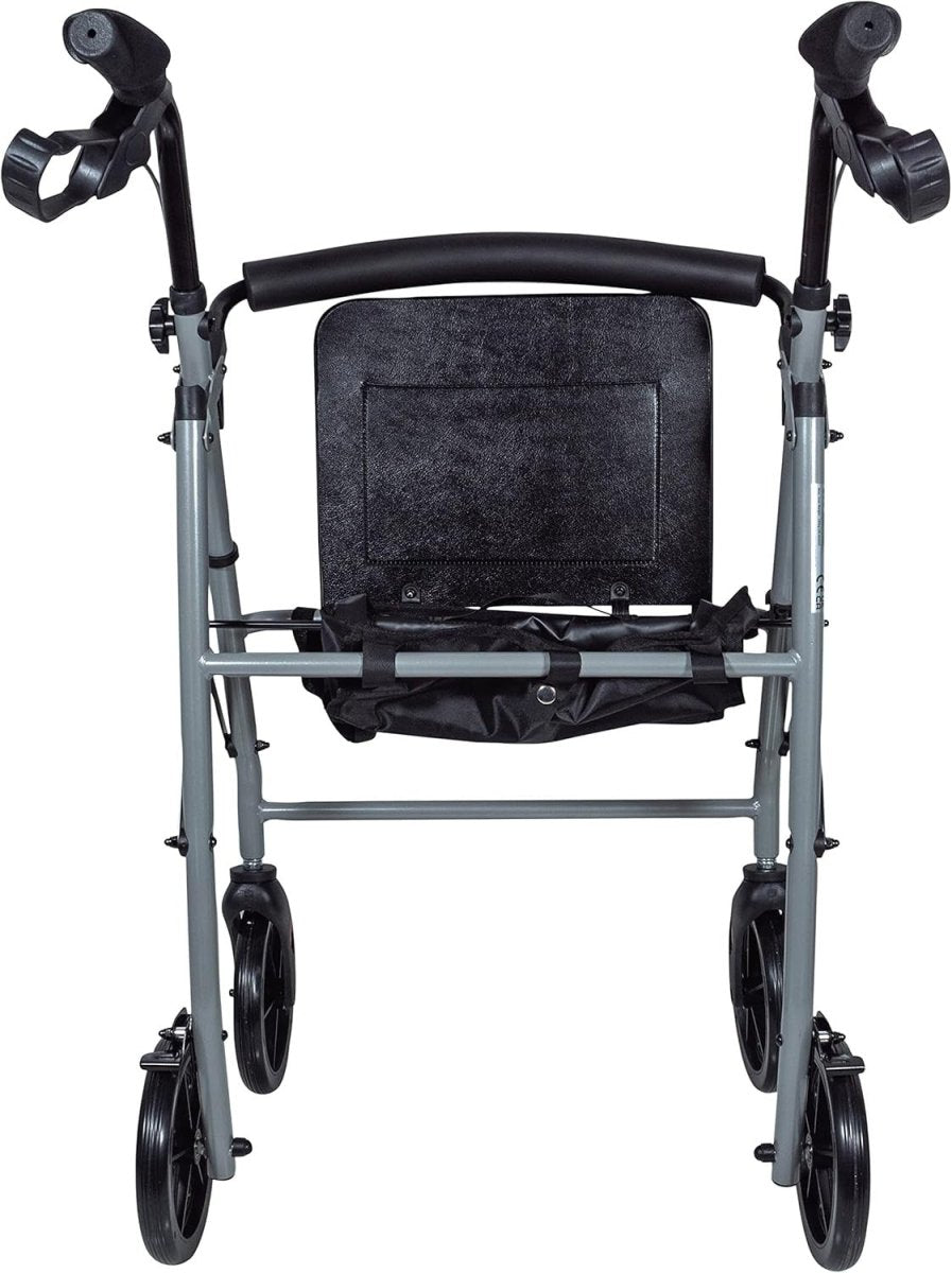 4 Wheel Rollator Walker with Seat Folding Lightweight Indoor Outdoor Brakes - Kwikley