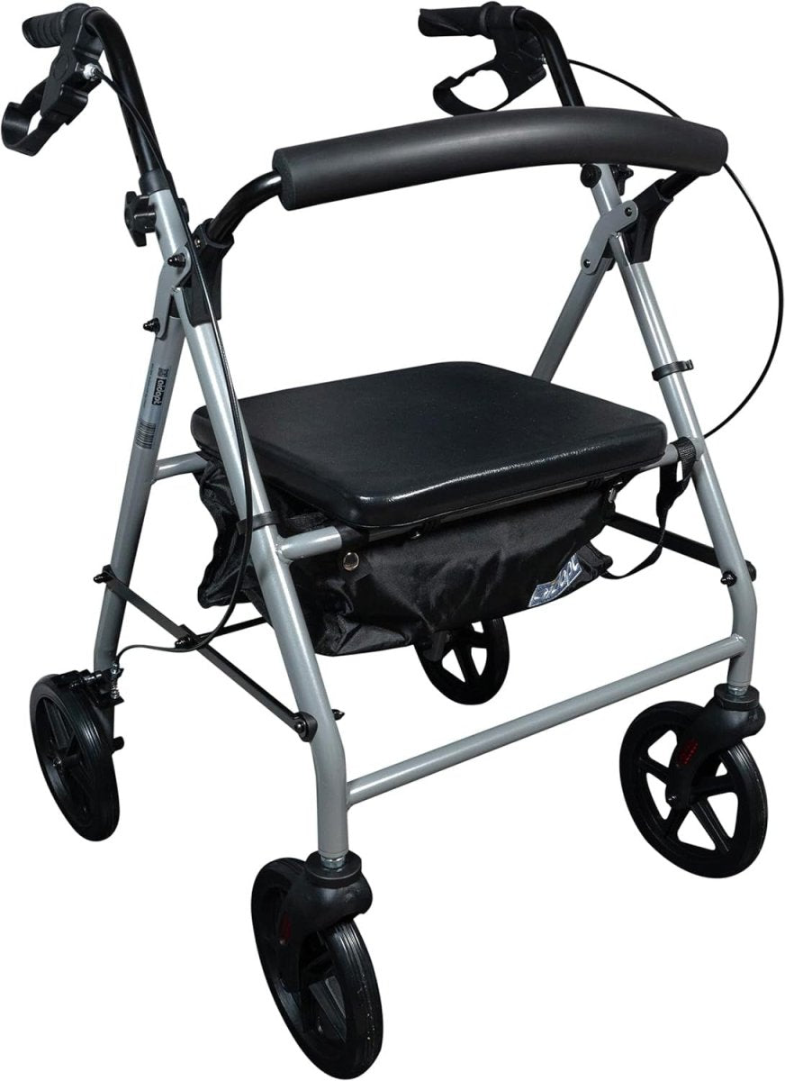 4 Wheel Rollator Walker with Seat Folding Lightweight Indoor Outdoor Brakes - Kwikley