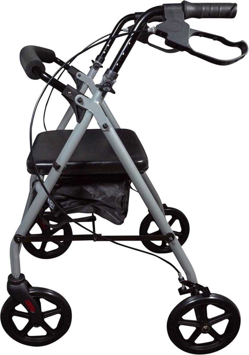 4 Wheel Rollator Walker with Seat Folding Lightweight Indoor Outdoor Brakes - Kwikley