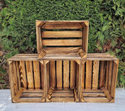 4 x Burnt Effect Wooden Crates 29x23x39cm Rustic Decorative Storage Box - Kwikley