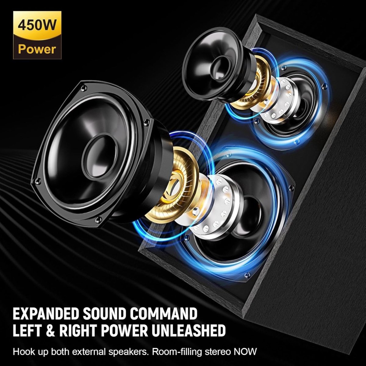 400W Bluetooth Home Audio Amplifier System w/ 2 Wireless Mics – Black - Kwikley