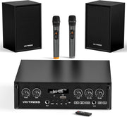 400W Bluetooth Home Audio Amplifier System w/ 2 Wireless Mics – Black - Kwikley