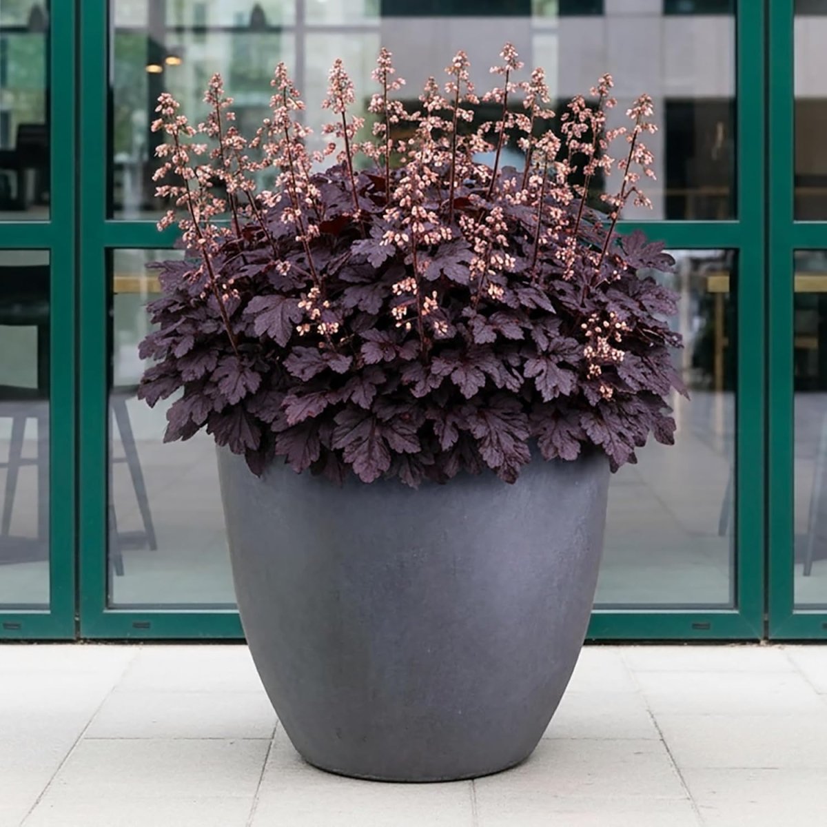40cm Round Planter Dark Grey Stone Effect Outdoor Plant Pot - Kwikley
