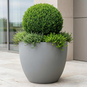 40cm Round Planter Grey Stone Effect Outdoor Plant Pot - Kwikley