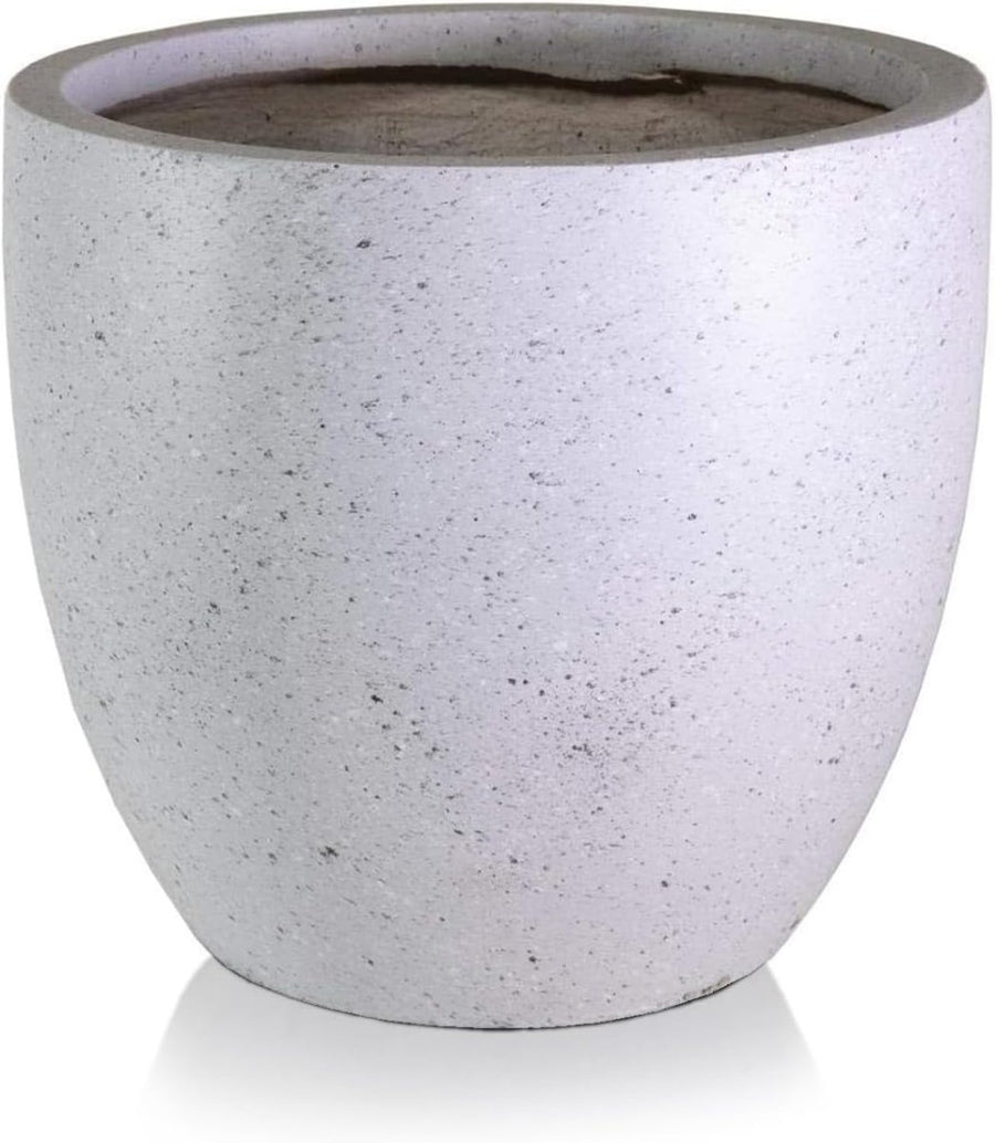40cm Round Planter Speckled Grey Stone Effect Outdoor Pot - Kwikley