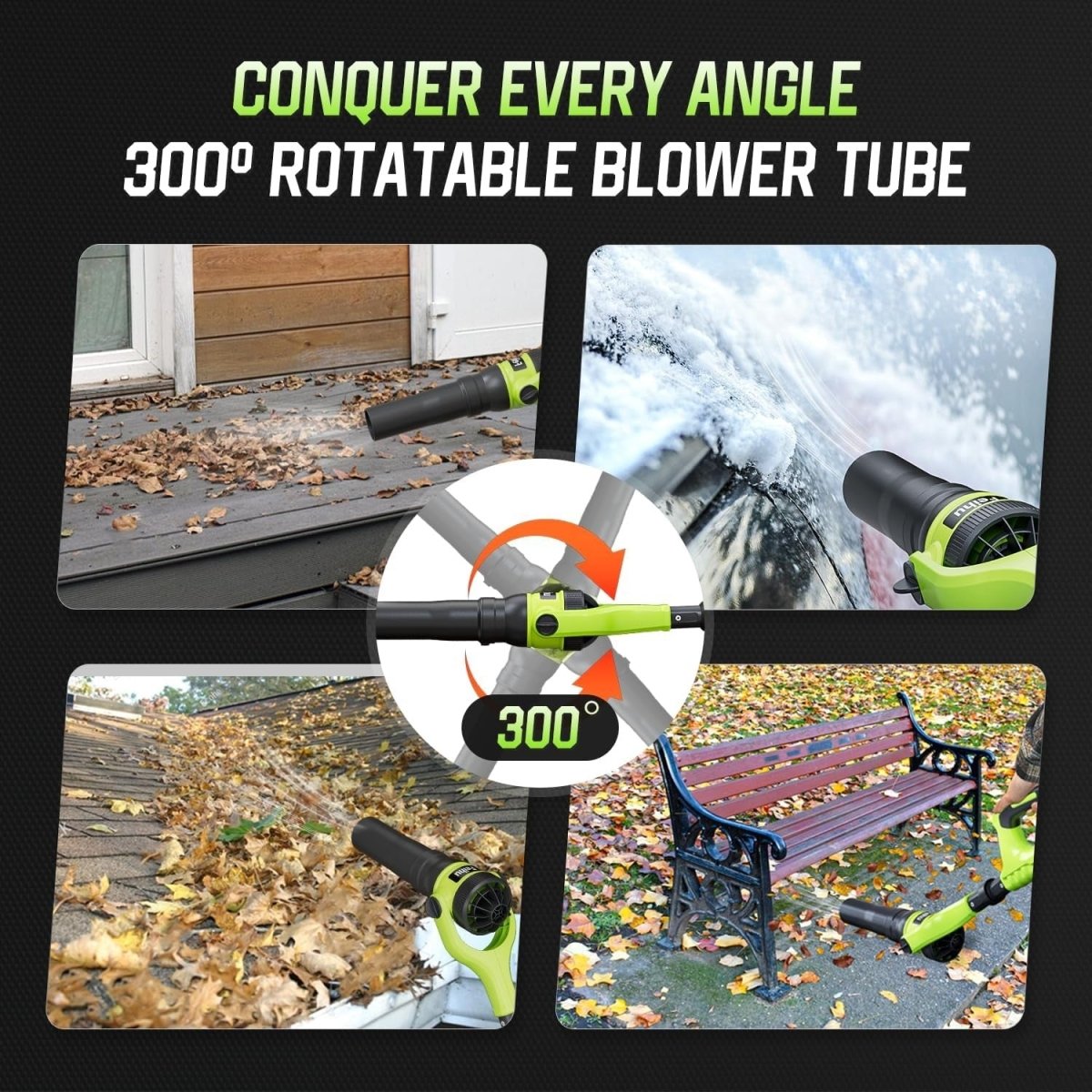 40V Cordless Leaf Blower 30000RPM Gutter Cleaner Adjustable Pole - Kwikley