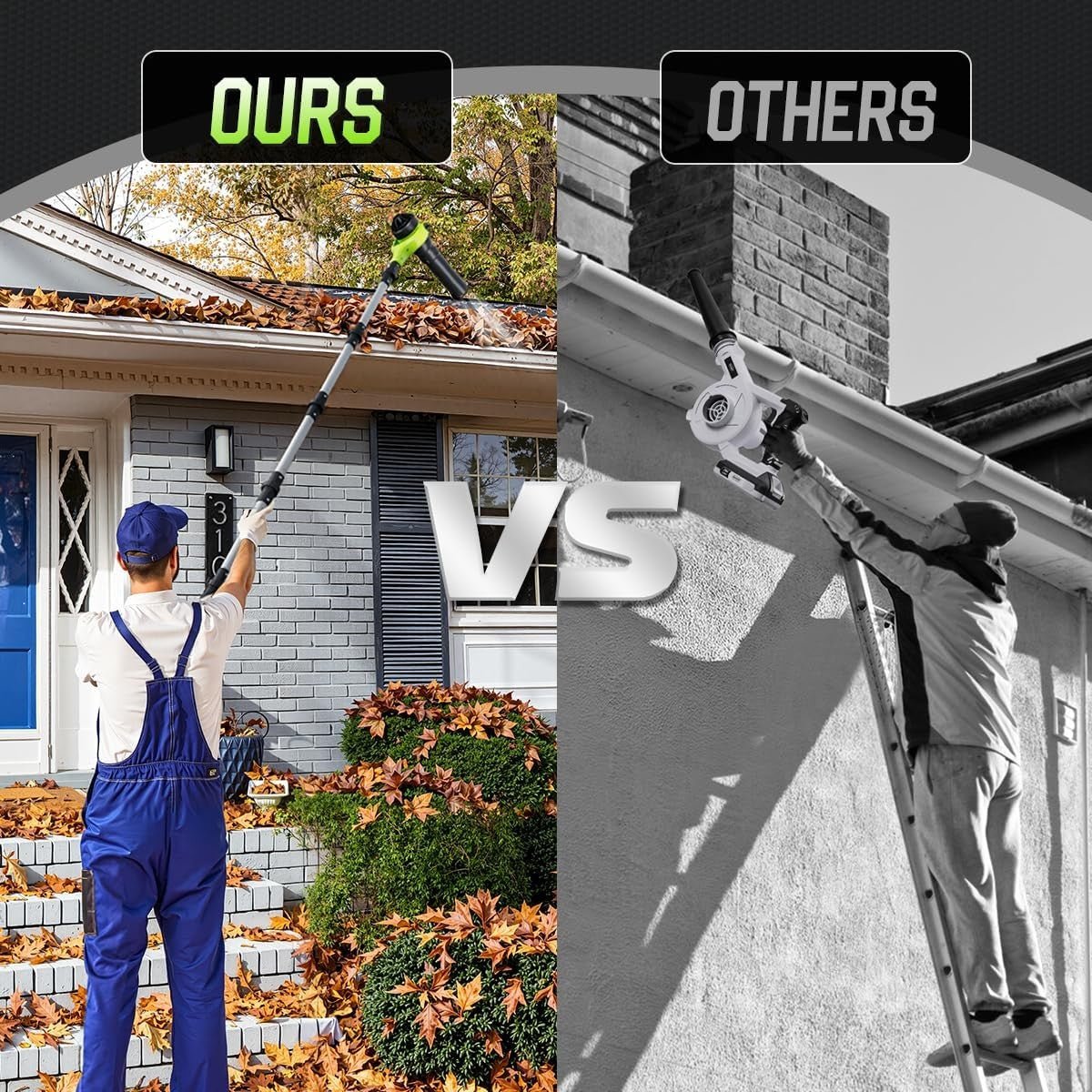 40V Cordless Leaf Blower 30000RPM Gutter Cleaner Adjustable Pole - Kwikley