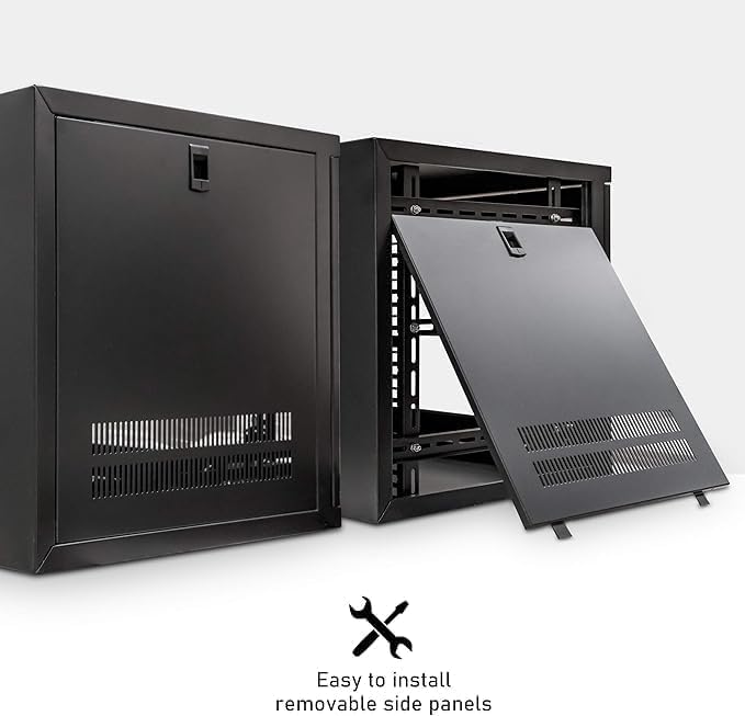 9U Wall Mount Server Rack Cabinet 19in Glass Door Black