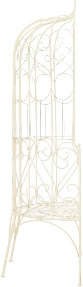 Vintage Wrought Iron Garden Bench Antique White Patio Seat