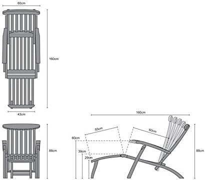 Teak Steamer Chair with Cushion Foldable Black