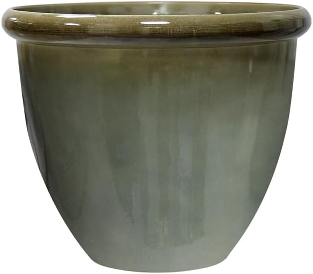 Extra Large Gloss Plant Pot 49cm Olive Indoor Outdoor Planter