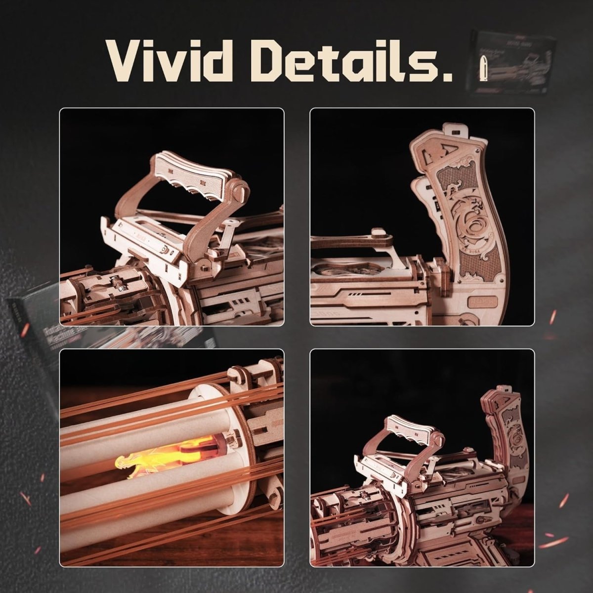 412pc Mechanical Rotating Barrel 3D Wooden Puzzle DIY Model Kit LED - Kwikley