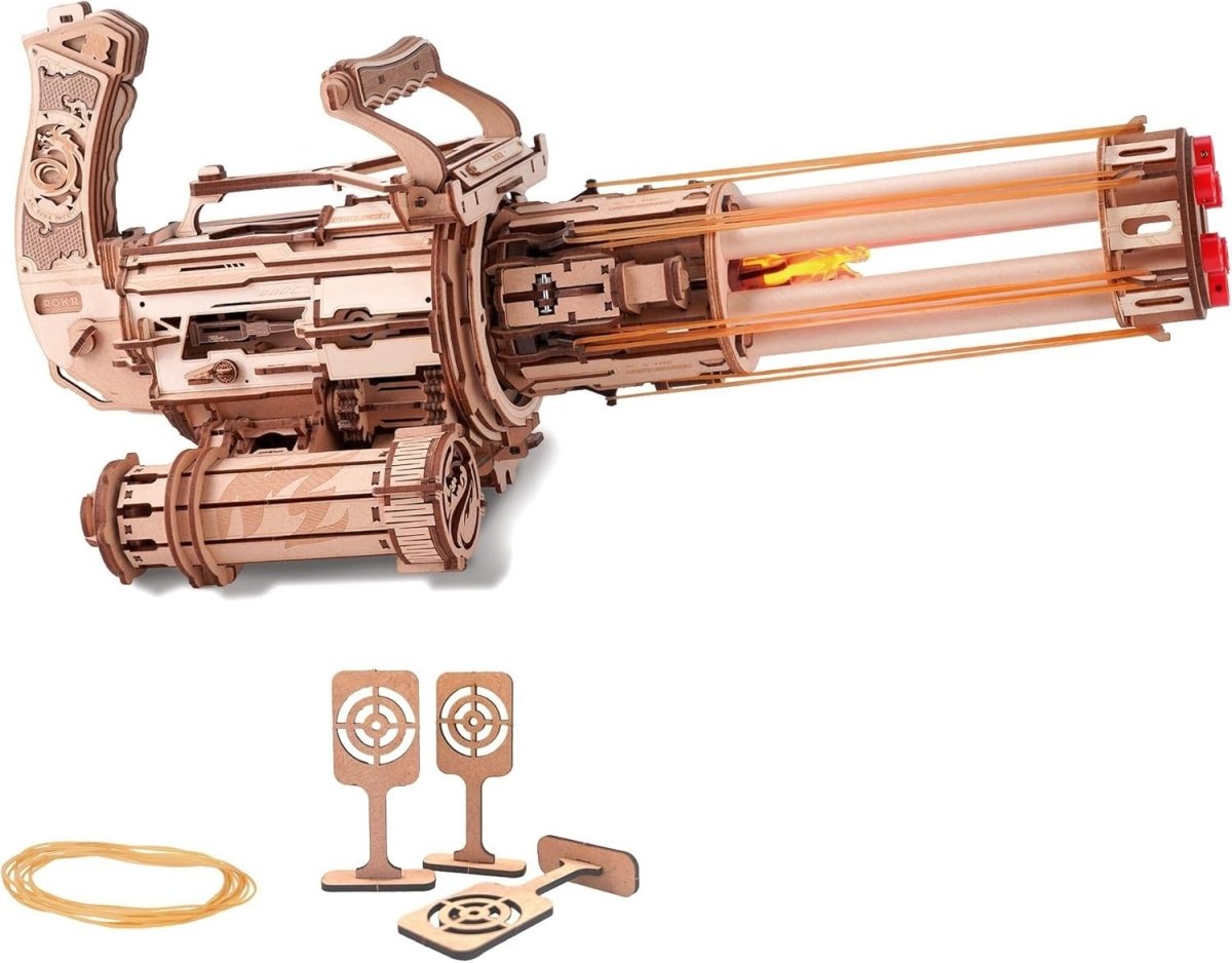 412pc Mechanical Rotating Barrel 3D Wooden Puzzle DIY Model Kit LED - Kwikley