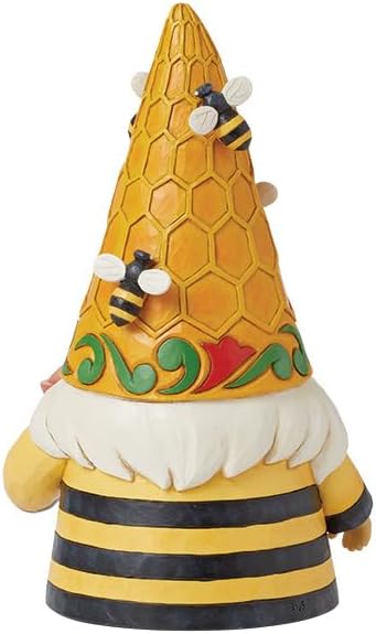 Bumble Bee Gnome Figurine Hand Painted Folk Art Collectible Gift