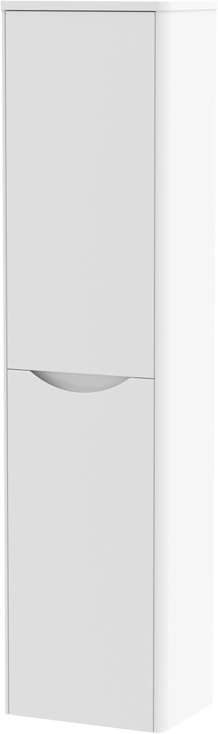 Wall Hung Tall Bathroom Cabinet Soft Close 2 Door White