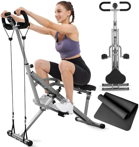 2 in 1 Squat Machine Row Trainer Foldable Home Gym Glutes Legs Core