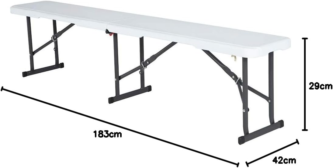 6ft Folding Bench Portable Plastic Garden Party Seat White