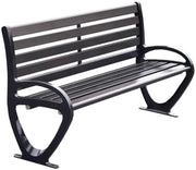 Outdoor Garden Bench Metal Patio Park Bench with Armrests 120cm