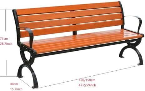 Outdoor Metal Garden Bench Patio Park Bench with Armrests 120cm