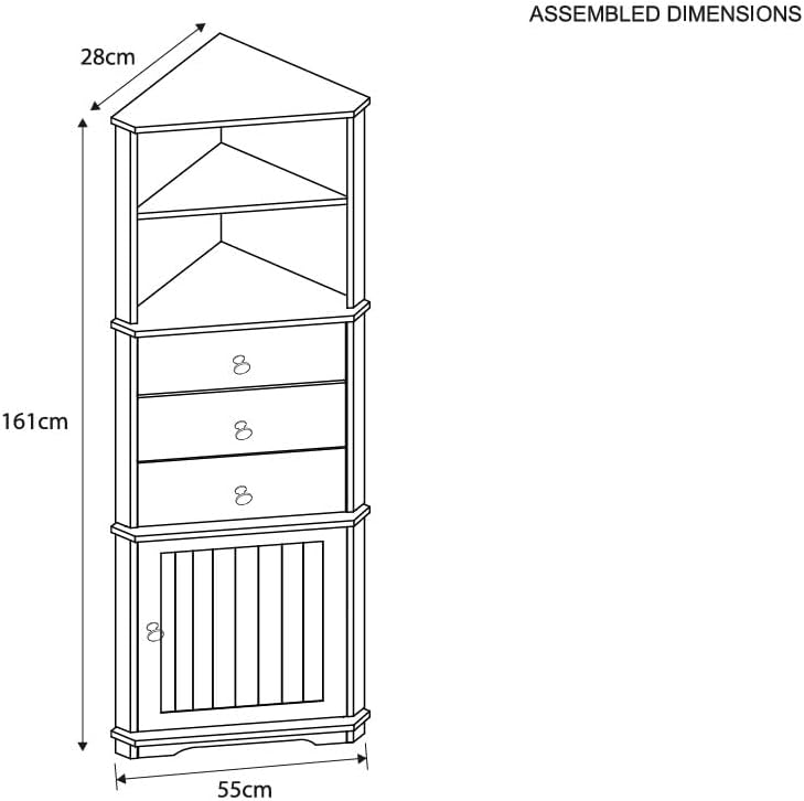 Corner Tall Bathroom Cabinet White Drawer Shelf Unit