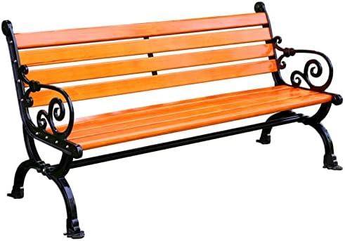 Wood Metal Garden Bench 1.2m Outdoor Patio Seat with Backrest