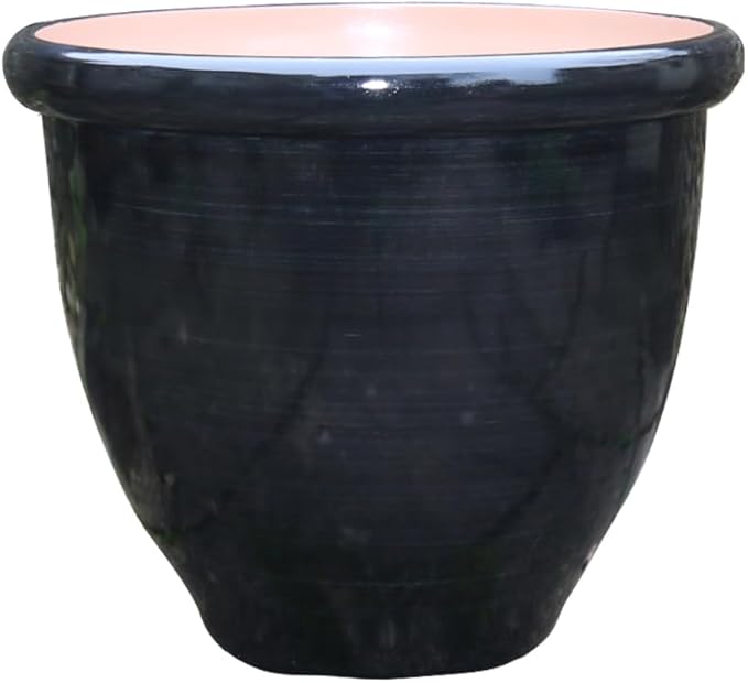 Extra Large Gloss Plant Pot 49cm Black Indoor Outdoor Planter