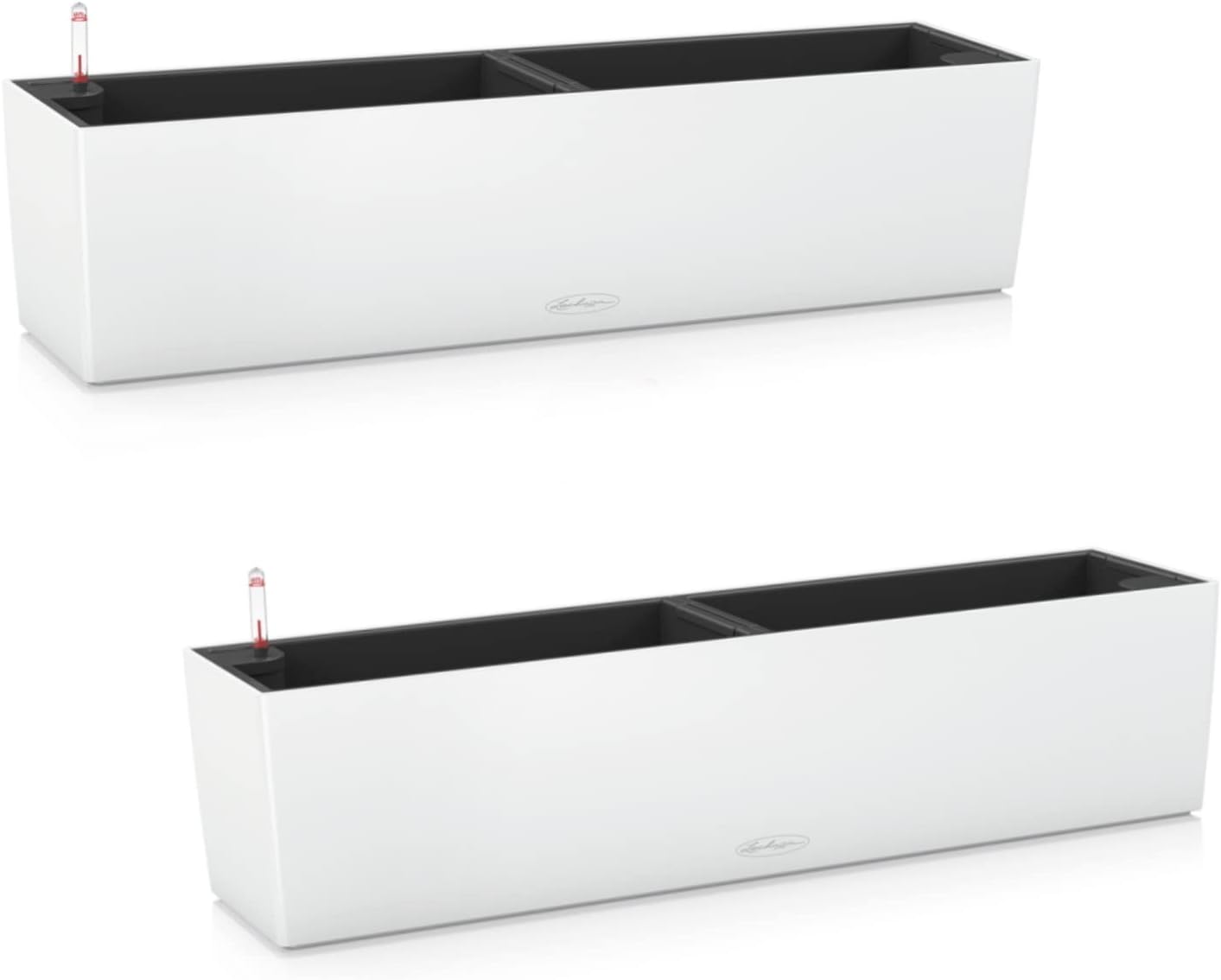 Set of 2 Self Watering Window Box Planters 80cm White Pots