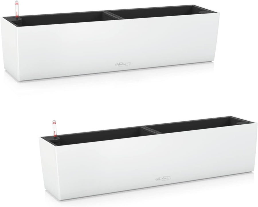 Set of 2 Self Watering Window Box Planters 80cm White Pots