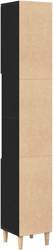 Tall Bathroom Cabinet Black Oak 2 Door Shelf Unit