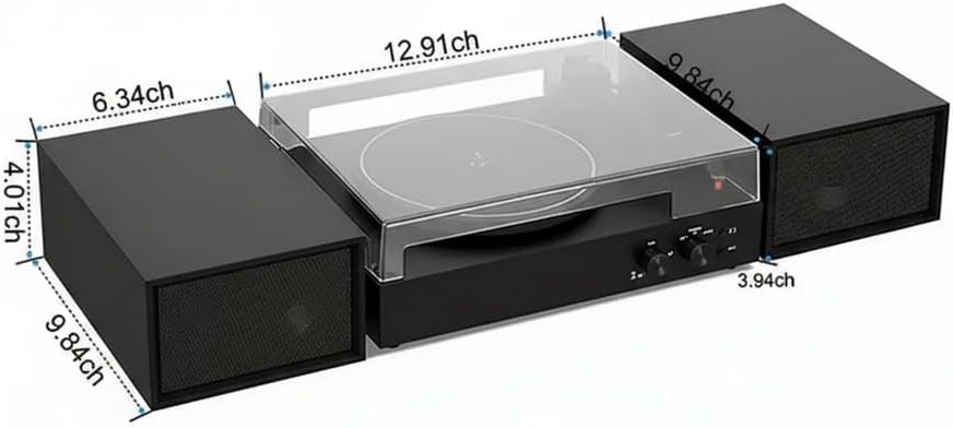 Stereo Record Player with Dual 10W Speakers Bluetooth Walnut