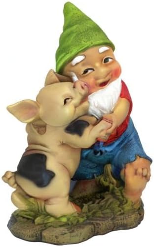 Happy Pig Gnome Statue Resin Garden Decor Outdoor Figurine