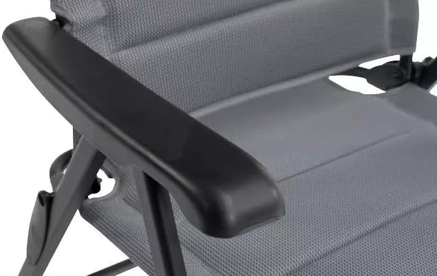 Reclining Camping Chairs Pair Extra Wide Folding Grey