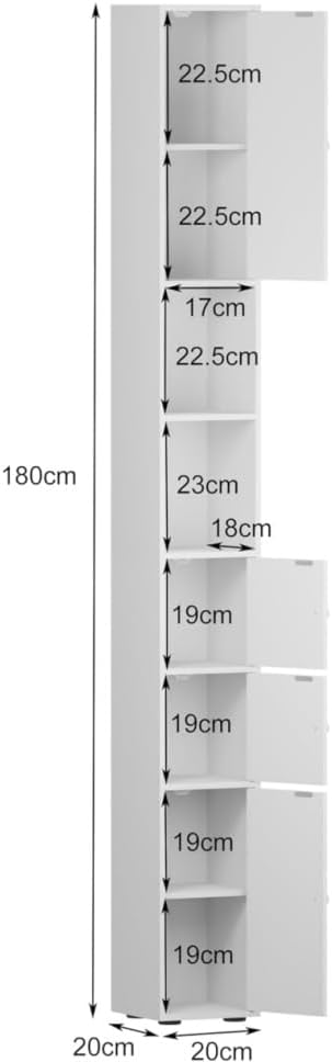 Tall Slim Bathroom Storage Cabinet White Shelves Door Unit
