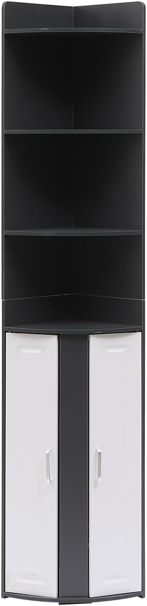 Corner Tall Bathroom Cabinet Black White Slim Storage Unit