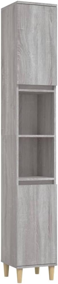 Scandinavian Bathroom Storage Cabinet 2 Door 6 Shelf Grey