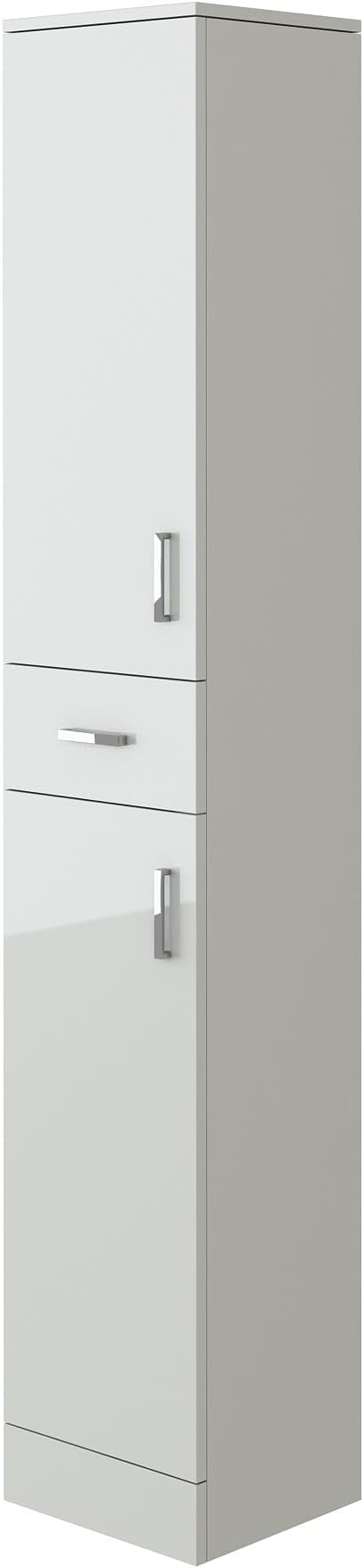 Gloss White Tall Bathroom Cabinet Soft Close Drawer Unit